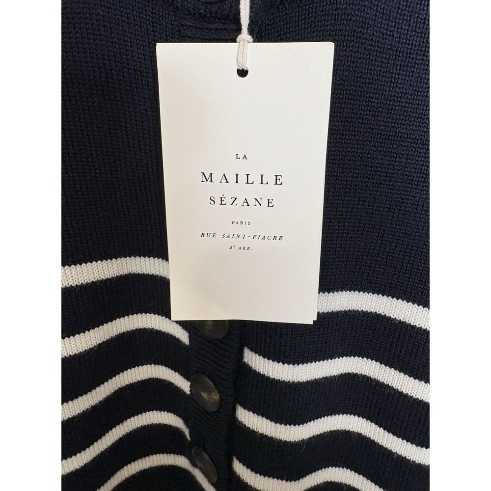Sezane‎ Evelyn Merino Wool Navy Striped Sweater Dress Size Small NEW - Picture 4 of 7